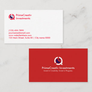 Modern Red Corporate PrimeCreative Investments Business Card