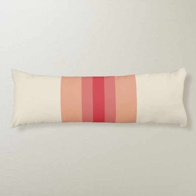 Modern Red Cream Striped Pattern Body Cushion (Front)