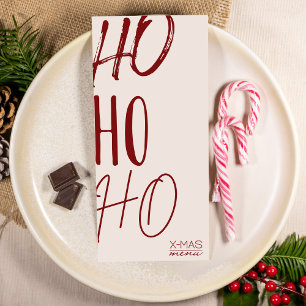 Modern red creme christmas menu card 