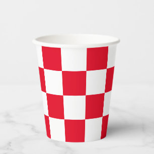 Modern Red Croatian Checkers Paper Cups