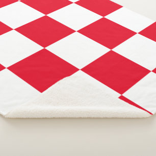 Modern Red Croatian Checkers Sherpa Blanket