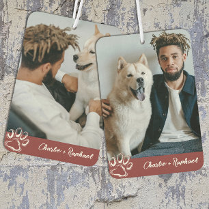 Modern Red Dog Lover Pet Photo Paw Print Car Air Freshener