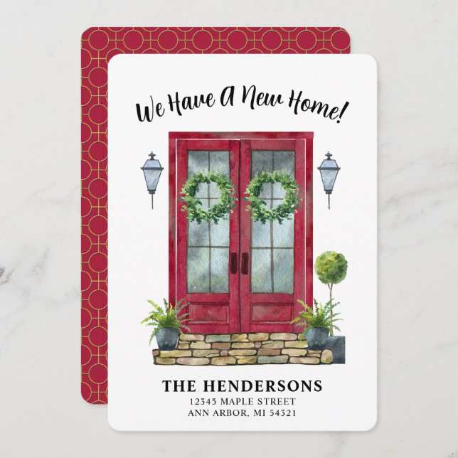 Modern Red Door New Home Moving Announcement (Front/Back)