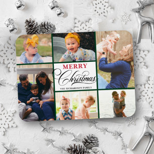 Modern Red Elegant Script Photo Collage Minimalist Magnet