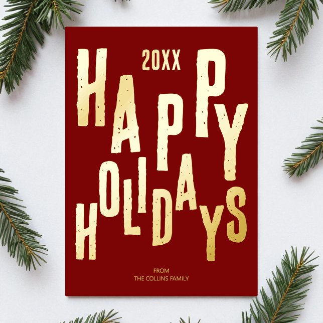 Modern Red Festive Happy Holidays Christmas (Modern Red Festive Happy Holidays Christmas Foil Holiday Card)