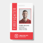 Modern Red Fire Department Firefighter ID
