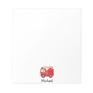 Modern Red Fire Truck Personalised Name Notepad