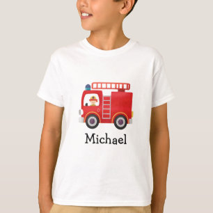 Modern Red Fire Truck Personalised Name T-Shirt