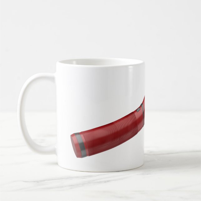 Modern red flashlight coffee mug (Left)