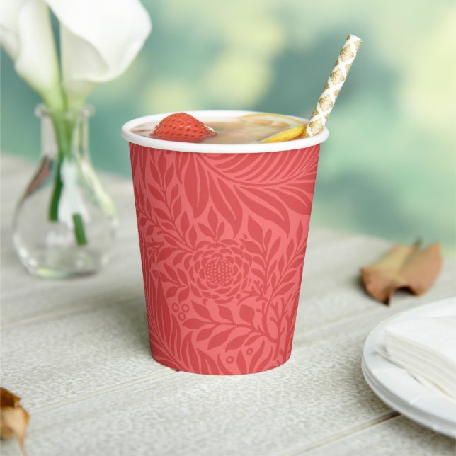 Modern Red Floral Botanical Paper Cups (Insitu)