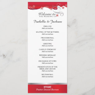 Modern Red Floral Wedding Program Programme
