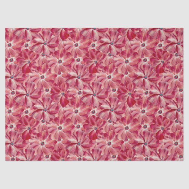 Modern Red Flowers Watercolor Floral Pattern Tissue Paper (Front)
