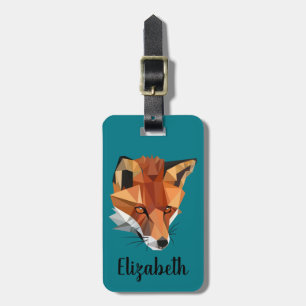 Modern Red Fox & Hand Lettering Script Luggage Tag
