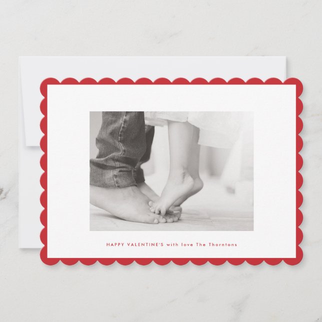 modern RED FRAME greeting colour photo frame Holiday Card (Front)