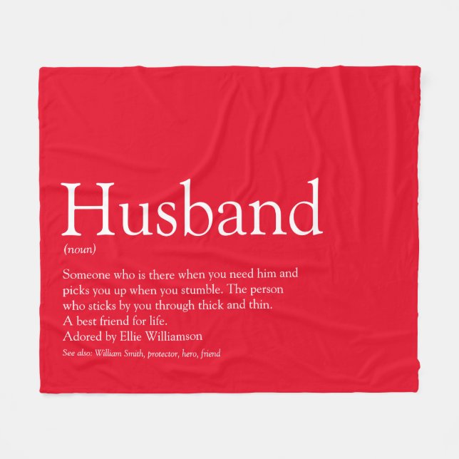 Modern Red Fun Husband Definition Fleece Blanket (Front (Horizontal))