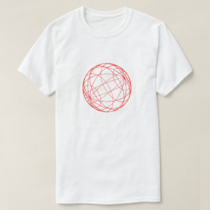 Modern Red Geometric Circle Line Art Minimalist T- T-Shirt