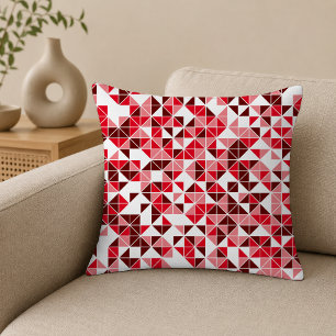 Modern Red Geometric Pattern Throw Pillow
