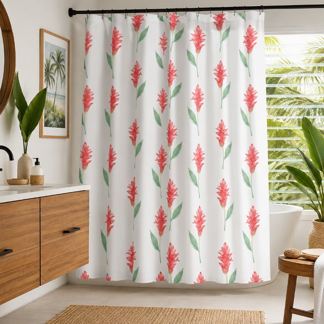 Modern red ginger watercolor  shower curtain (Creator Uploaded)