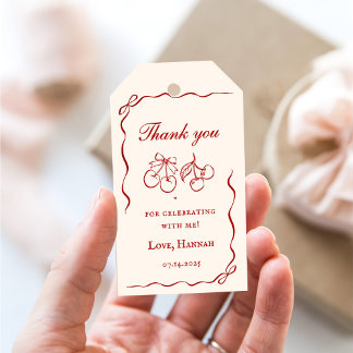 Modern Red Girls Night Dinner Party Gift Tags