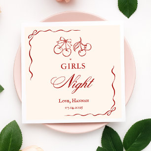 Modern Red Girls Night Dinner Party Napkin