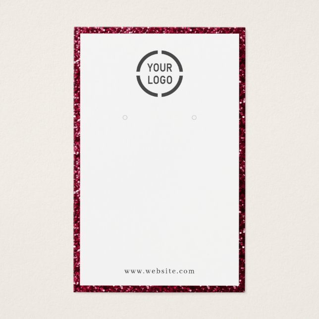 Modern red glitter custom logo earring display (Front)