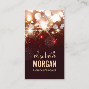 Modern Red Glitter Sparkle Bold Business Card
