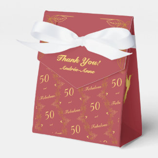 Modern Red Gold 50 Fabulous Birthday Thank You Fav Favour Box
