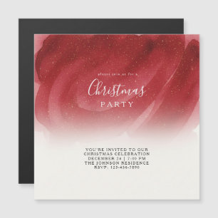 Modern Red & Gold Abstract Magnetic Christmas Invi Invitation