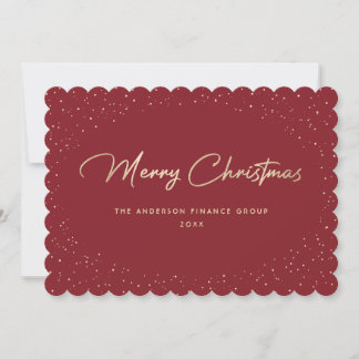 Modern Red Gold Business Christmas Card