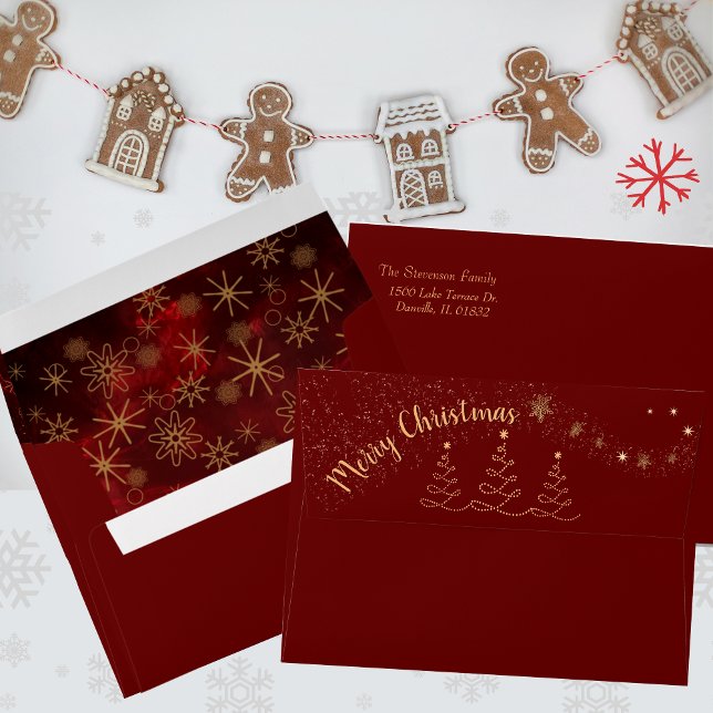 Modern Red Gold Christmas Pattern Envelope (Modern Red Gold Christmas Pattern Envelope)