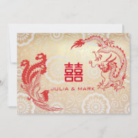 Modern Red Gold Dragon-Phoenix Chinese Wedding