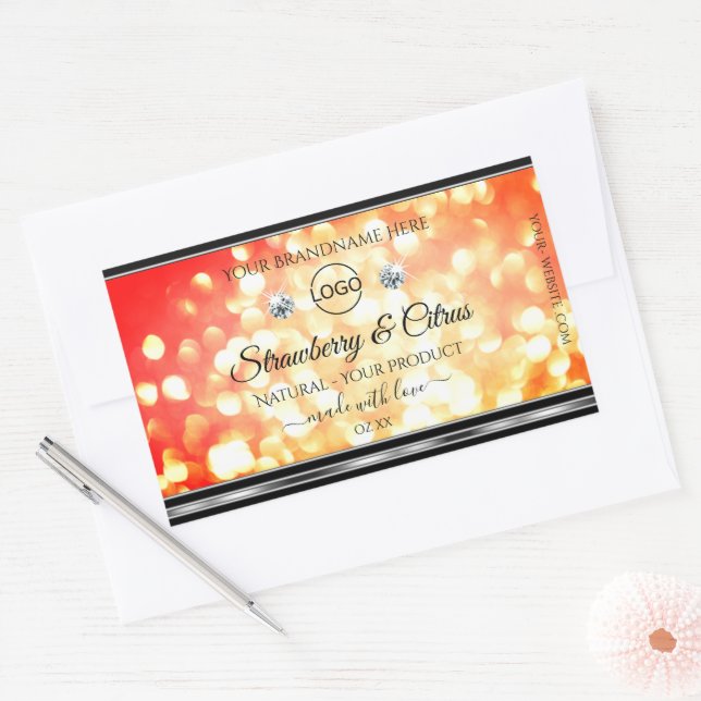 Modern Red Gold Glitter Product Labels Jewels Logo (Envelope)