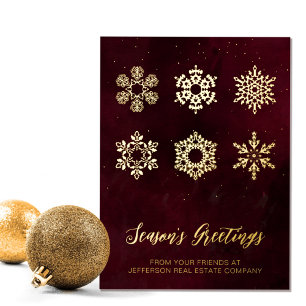 Modern Red Gold Snowflakes Business