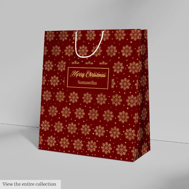 Modern Red Gold Snowflakes Christmas Gift Bag (Modern Red Gold Snowflakes Christmas Gift Bag)