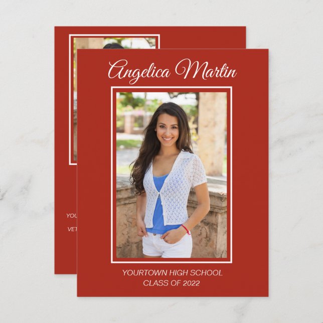 Modern Red Graduation 3 Photo Class 2022 (Front/Back)