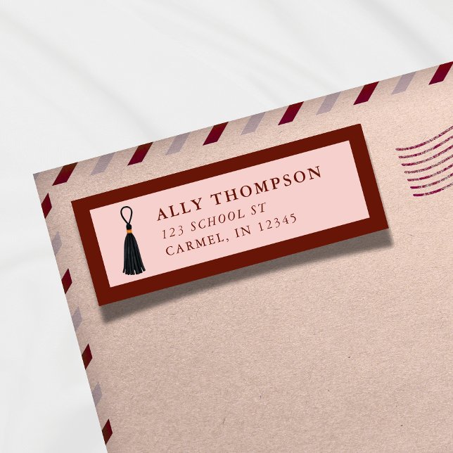 Modern Red Graduation Cap Tassel  (Modern Red Graduation Cap Tassel Label)