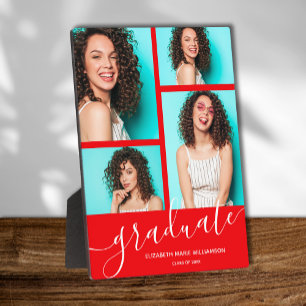 Modern Red Graduation Photo Keepsake Plaque