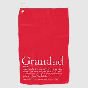 Modern Red Grandpa Grandad Papa Definition Golf Towel