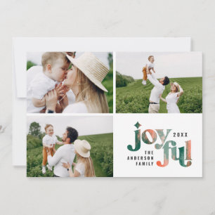 Modern red green abstract painted Christmas Holiday Card