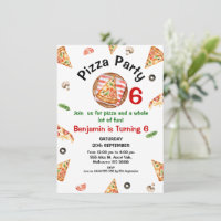 Modern Red Green Any Age Pizza Party Birthday