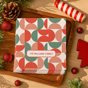 Modern Red & Green Christmas Geometric Pattern Napkin