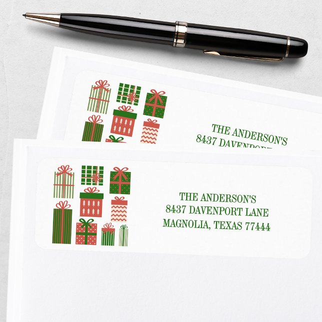 Modern Red Green Christmas Gift Return Address (Creator Uploaded)