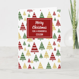 Modern Red Green Cousin Merry Christmas Card