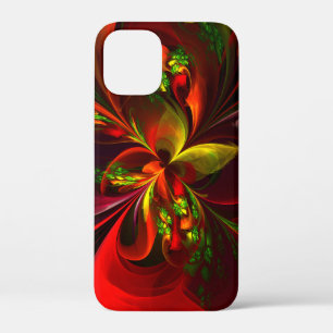 Modern Red Green Floral Abstract Art Pattern #05 iPhone 12 Mini Case