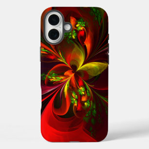 Modern Red Green Floral Abstract Art Pattern #05 iPhone 16 Plus Case