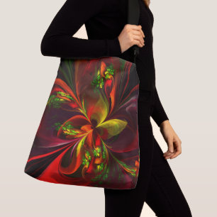 Modern Red Green Floral Abstract Art Pattern #05 Crossbody Bag