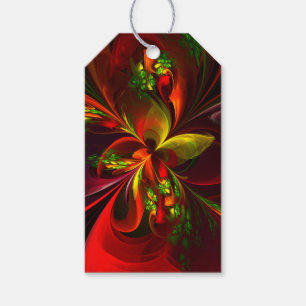 Modern Red Green Floral Abstract Art Pattern #05 Gift Tags