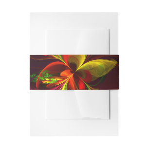 Modern Red Green Floral Abstract Art Pattern #05 Invitation Belly Band