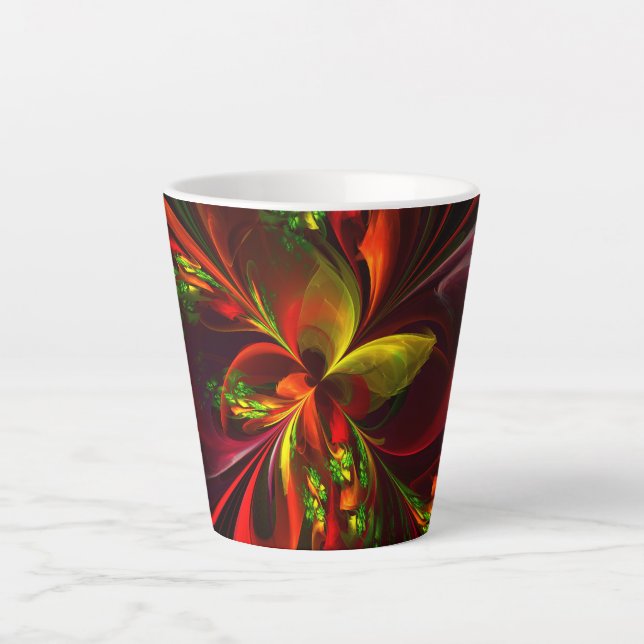 Modern Red Green Floral Abstract Art Pattern #05 Latte Mug (Front)