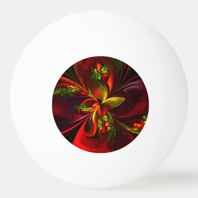 Modern Red Green Floral Abstract Art Pattern #05 Ping Pong Ball (Front)